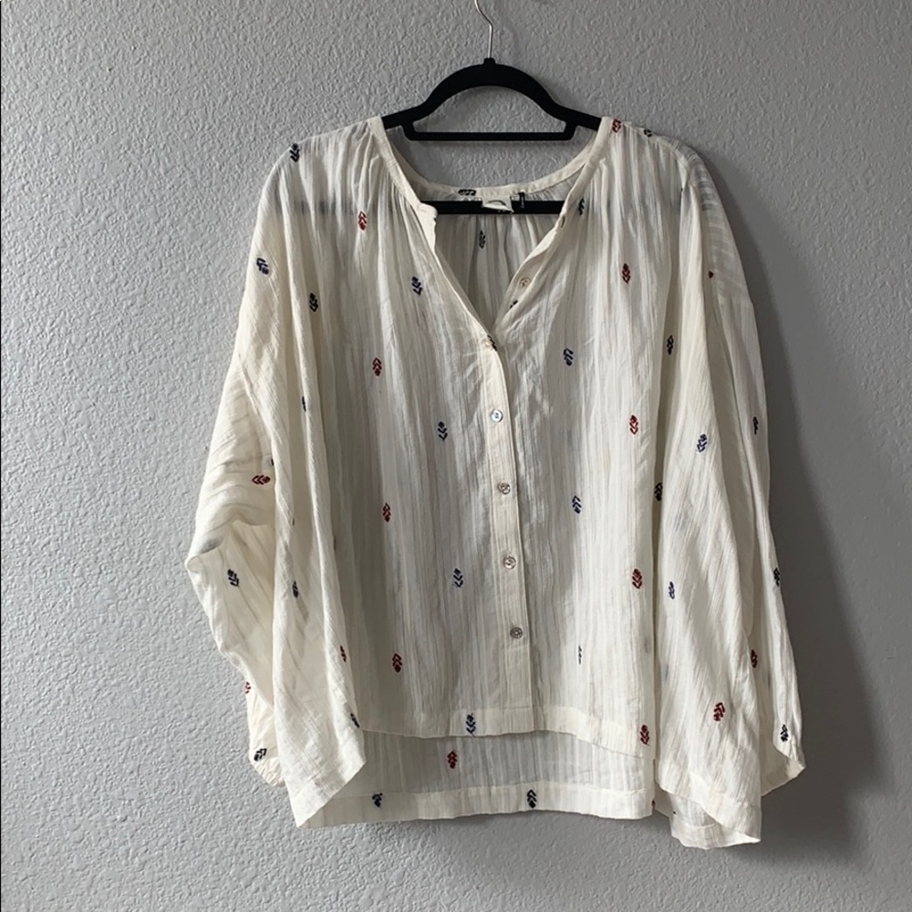 Anthropologie cream blouse xl
